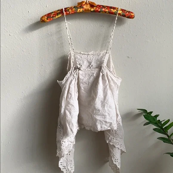 🦋 Free People New Romantics Trapeze Eyelet Top 100% Cotton - Picture 5 of 5